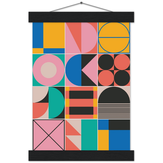 Shapes disco | mat papier poster met houten hanger