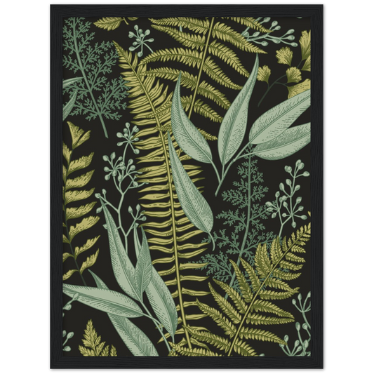 Green leaves | poster | mat papier | houten lijst
