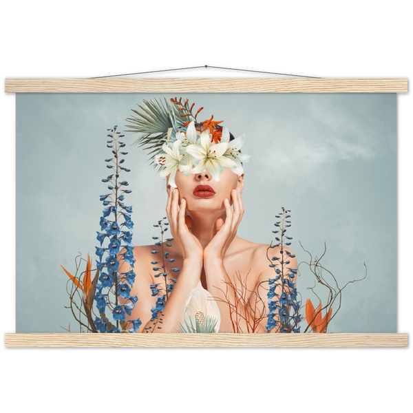 Flower lady | mat papier poster met houten hanger