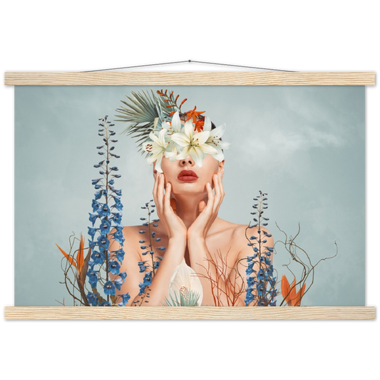 Flower lady | mat papier poster met houten hanger