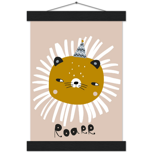 Roarrrrrr | mat papier poster met houten hanger