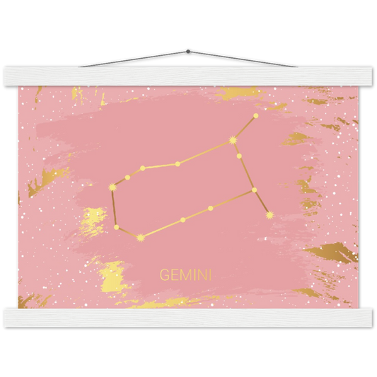 Sterrenbeeld Poster GEMINI - TWEELING | mat papier poster met houten hanger