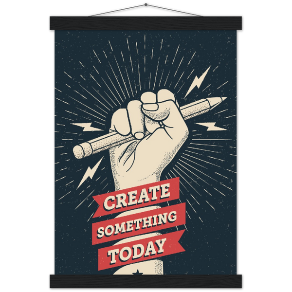 Create something today | mat papier poster met houten hanger