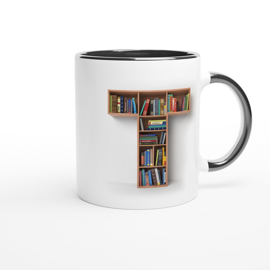 Letter T - Mok met boeken | Meerdere kleuren!