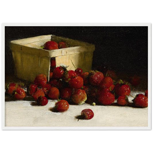 Stilleven met aardbeien - Joseph Decker | poster | mat papier | houten lijst