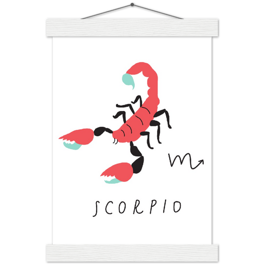 Sterrenbeeld poster SCORPIO - Schorpioen | mat papier poster met houten hanger