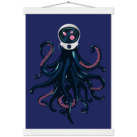 Space octopus | mat papier poster met houten hanger