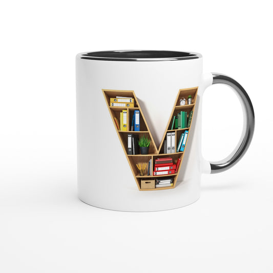 Letter V - Mok met boeken | Meerdere kleuren!