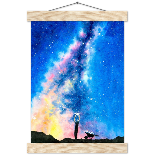 The man of the stars | mat papier poster met houten hanger