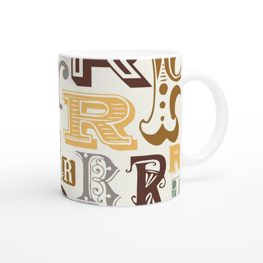 Letter R - Vintage art Mok - Beker