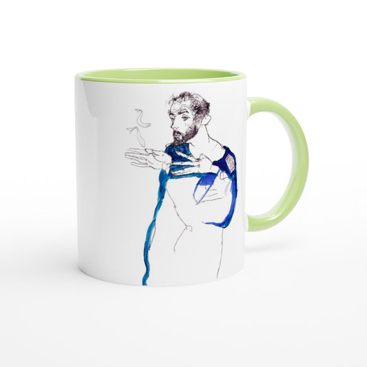 Gustav Klimt mok - Cadeau - door: Egon Schiele: Klimt im blauen Malerkittel, 1913 Mok | Beker in verschillende kleuren!