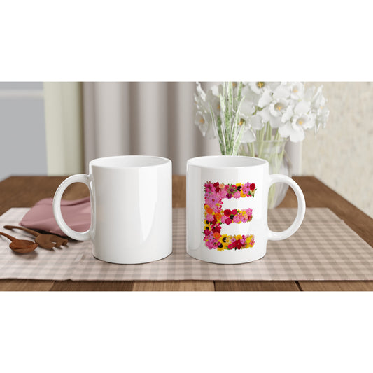Letter E -  bloemen Mok - Beker