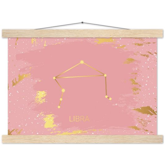Sterrenbeeld Poster LIBRA - WEEGSCHAAL | mat papier poster met houten hanger