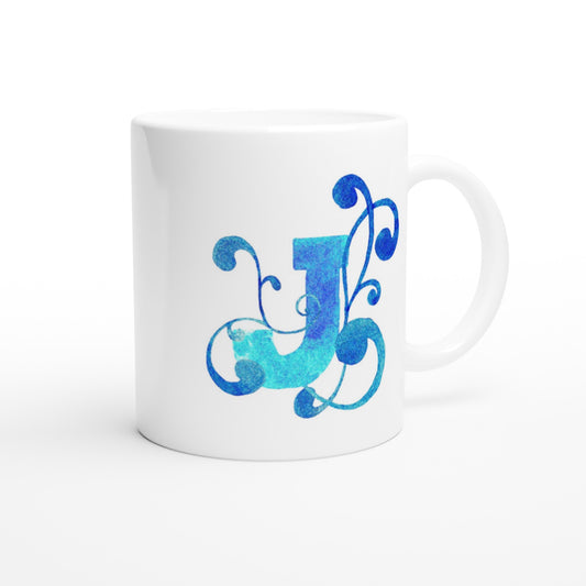 Letter J - Blue wave Mok - Beker