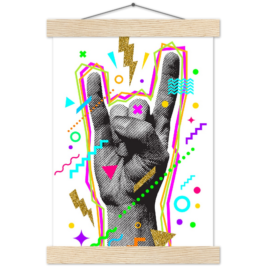 Rock-'n-roll | mat papier poster met houten hanger