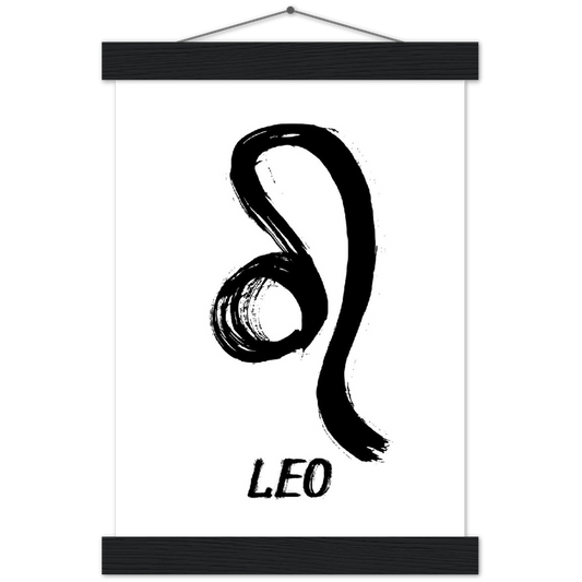 Sterrenbeeld poster LEO - Leeuw | mat papier poster met houten hanger