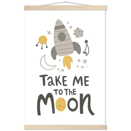 Take me to the Moon | mat papier poster met houten hanger