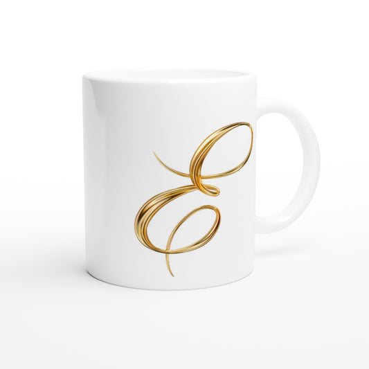Letter E -  Goud Mok - Beker