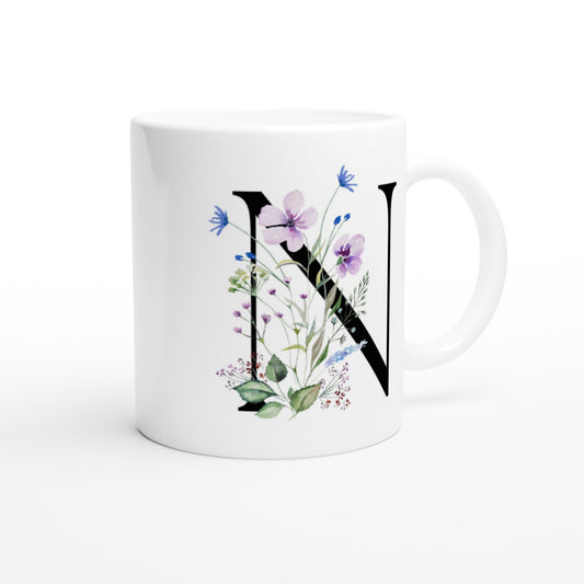 Letter N - Flowers Mok - Beker