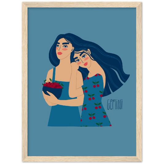 Gemini - Tweeling | Sterrenbeeld poster | mat papier | houten lijst