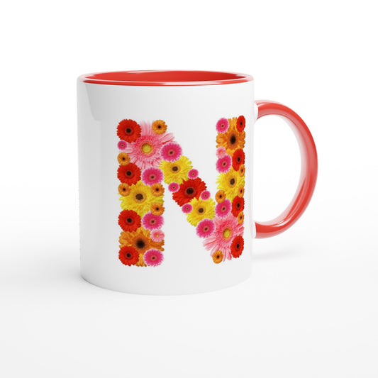 Letter N - Bloemen Mok | Meerdere kleuren!