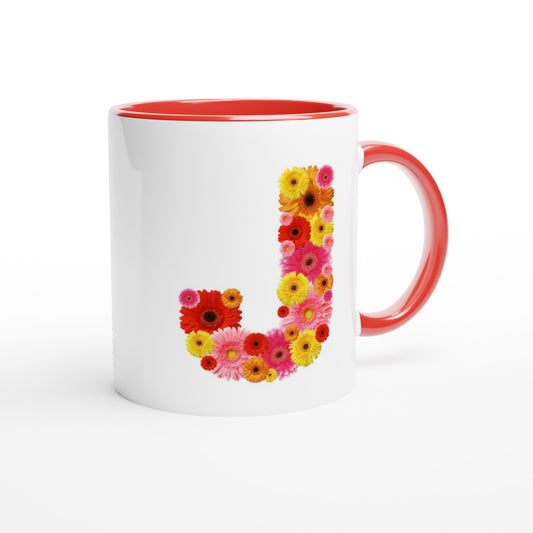 Letter J - Bloemen Mok | Meerdere kleuren!