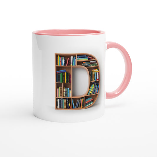 Letter D - Mok met boeken | Meerdere kleuren!
