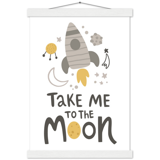 Take me to the Moon | mat papier poster met houten hanger