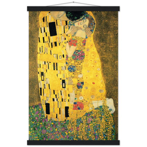 De kus - Gustav Klimt | mat papier poster met houten hanger