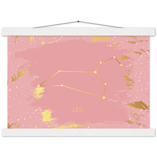 Sterrenbeeld Poster LEO - LEEUW | mat papier poster met houten hanger