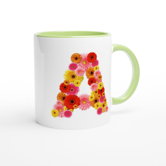Letter A - Bloemen Mok | Meerdere kleuren!