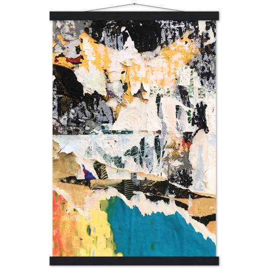Torn paper Abstraction | mat papier poster met houten hanger