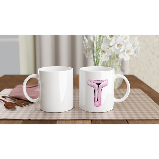 Letter T - Roze ballon Mok - Beker