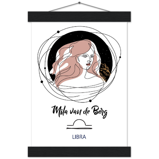 Sterrenbeeld Poster LIBRA - WEEGSCHAAL | Gepersonaliseerd | mat papier poster met houten hanger
