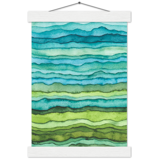 Layered landscape | mat papier poster met houten hanger