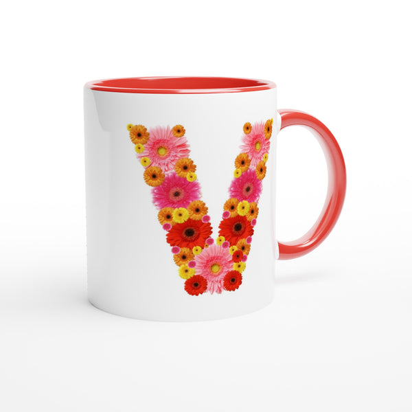 Letter V - Bloemen Mok | Meerdere kleuren!