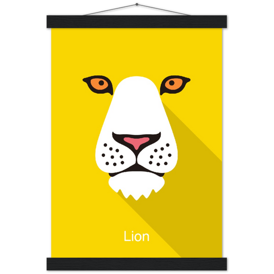 Lion | mat papier poster met houten hanger