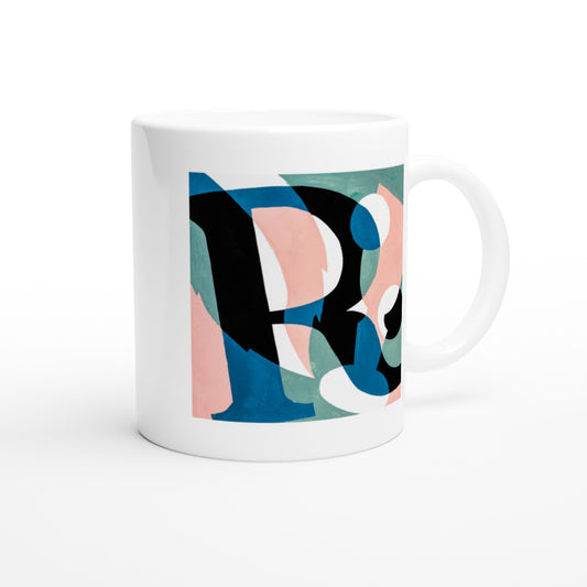 Letter R - Abstract art Mok - Beker