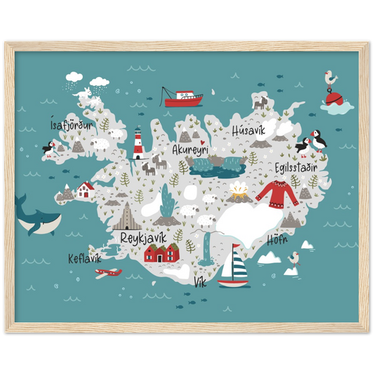 Iceland - Reykjavik | poster | mat papier | houten lijst