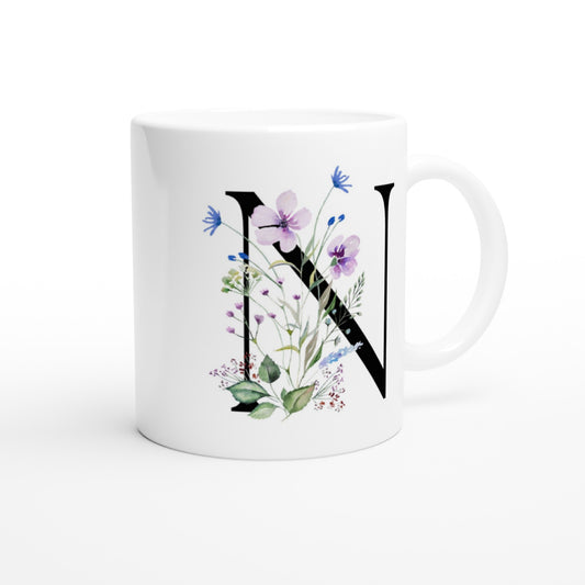 Letter N - Bloemen Mok - Beker