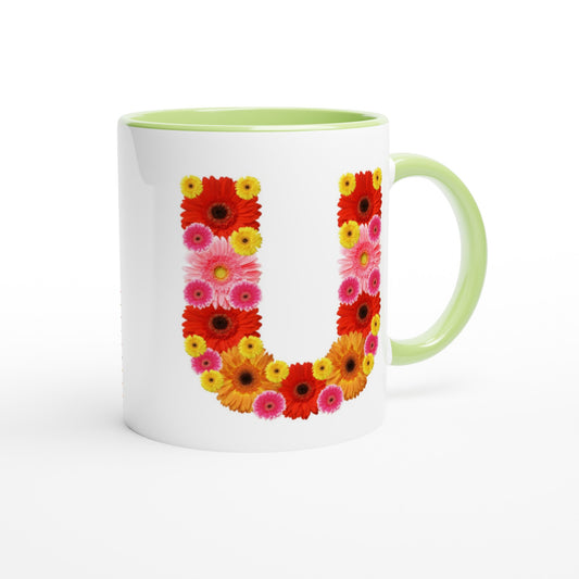 Letter U - Bloemen Mok | Meerdere kleuren!
