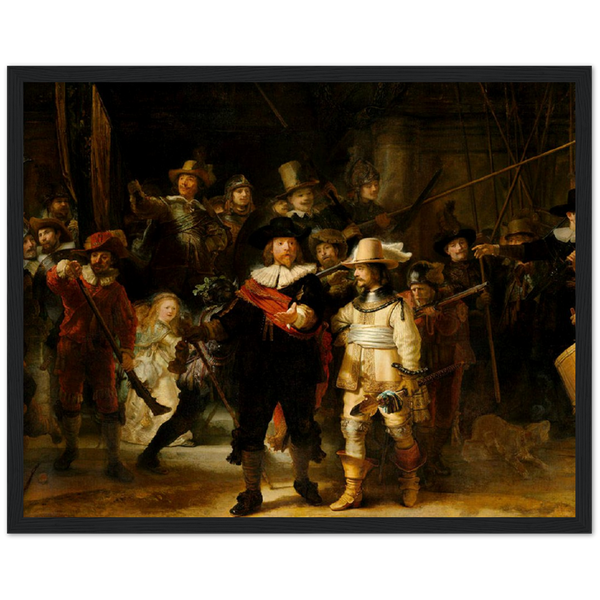 de Nachtwacht - Rembrandt van Rijn  | poster | mat papier | houten lijst