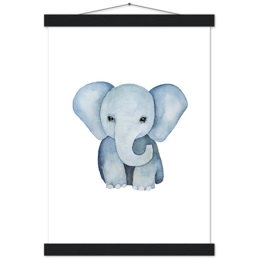 Olifantje | mat papier poster met houten hanger