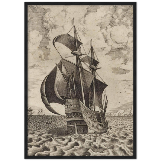 Gewapende vier-master - Frans Huys | poster | mat papier | houten lijst