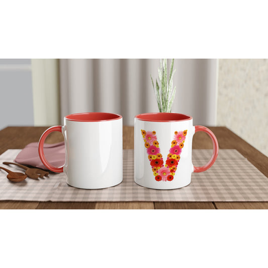 Letter V - Bloemen Mok | Meerdere kleuren!