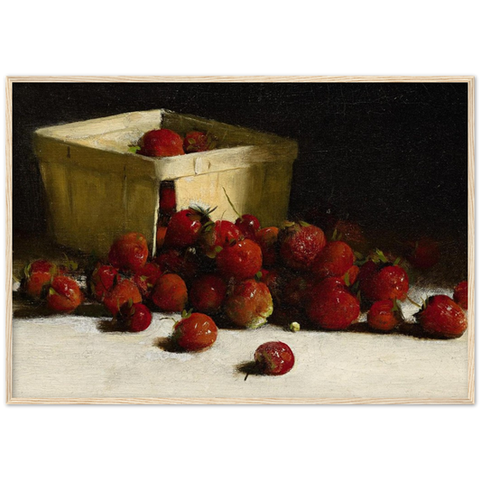 Stilleven met aardbeien - Joseph Decker | poster | mat papier | houten lijst