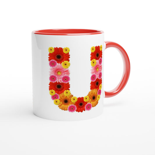 Letter U - Bloemen Mok | Meerdere kleuren!
