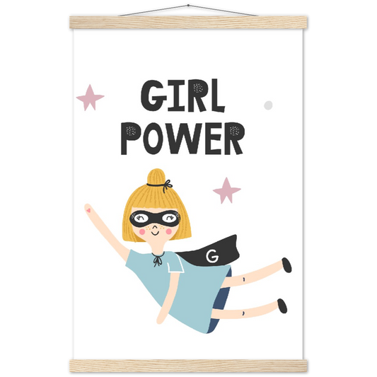Girl Power | mat papier poster met houten hanger