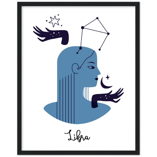 Libra - Weegschaal | Sterrenbeeld poster | mat papier | houten lijst