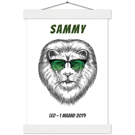 Sterrenbeeld Poster LEO - LEEUW | Gepersonaliseerd | mat papier poster met houten hanger